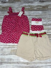 Gymboree Girls 6 Ice Cream Sweetie Khaki Shorts, NWT Pink Top Bike Shorts Set