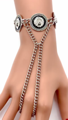 Bracelet Chaîne Doré Avec Breloque Tête De Lion - Réglable, Fermoir Pince, Neuf Avec étiquettes