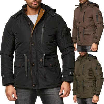 Herren Jacke Anorak Männer Parka Winterjacke Mantel abn Kapuze A2B-5639 SALE