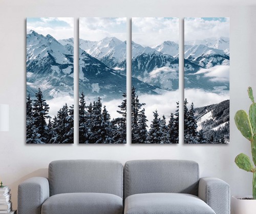 Alps Snow Mountain peaks landscape photo canvas or poster wall art home decor - Picture 9 of 18