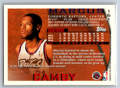161 Marcus Camby Toronto Raptors 1996 Topps
