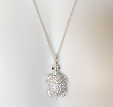 New SU Sterling Silver 925 Cubic Zirconia Sea Turtle Pendant Necklace Lot A