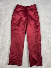 Nicole Miller Collection Pants Red Silk Y2K 90s Lightweight Zip Size 2
