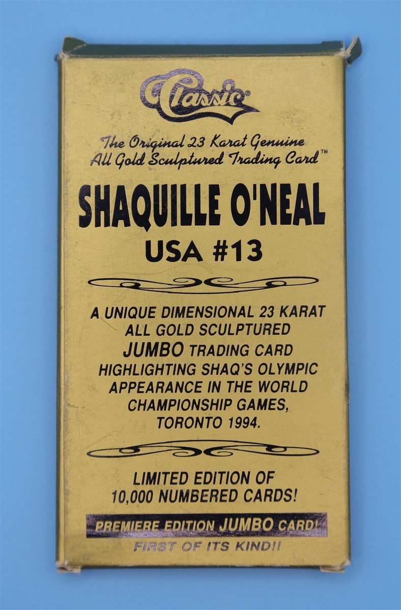 Shaquille O'Neal USA 13 23Karat gold sculpted jumbo card Shaquille O'Neal USA 13 23Karat gold sculpted jumbo card