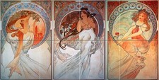 Poster nude girl female A. Mucha Tile Mural Bathroom Backsplash Marble Ceramic