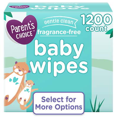 Parent's Choice Baby Wipes Fragrance Free Natural Care 300-1200 Ct Gentle