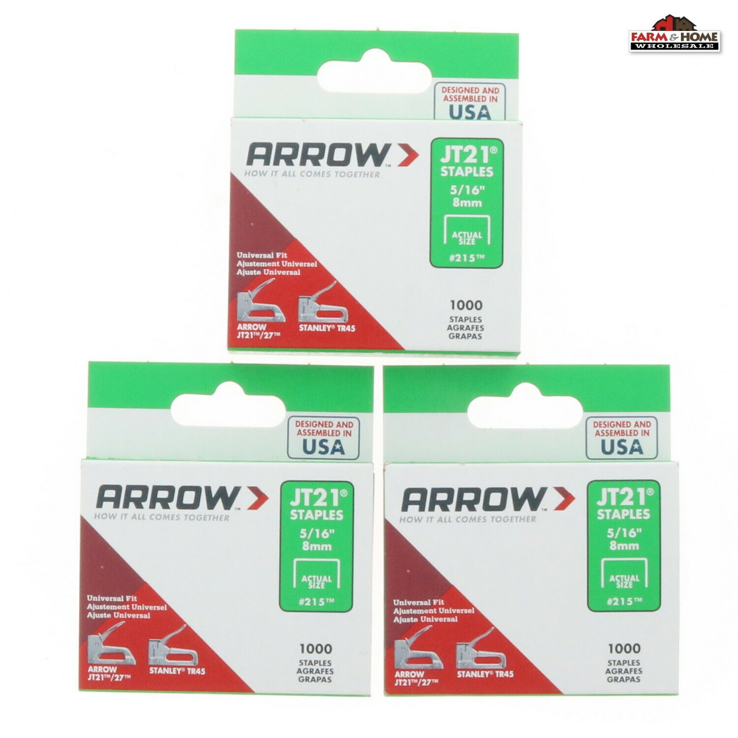 (3) Arrow JT21 8mm 5/16" Staples 3000 Count New eBay