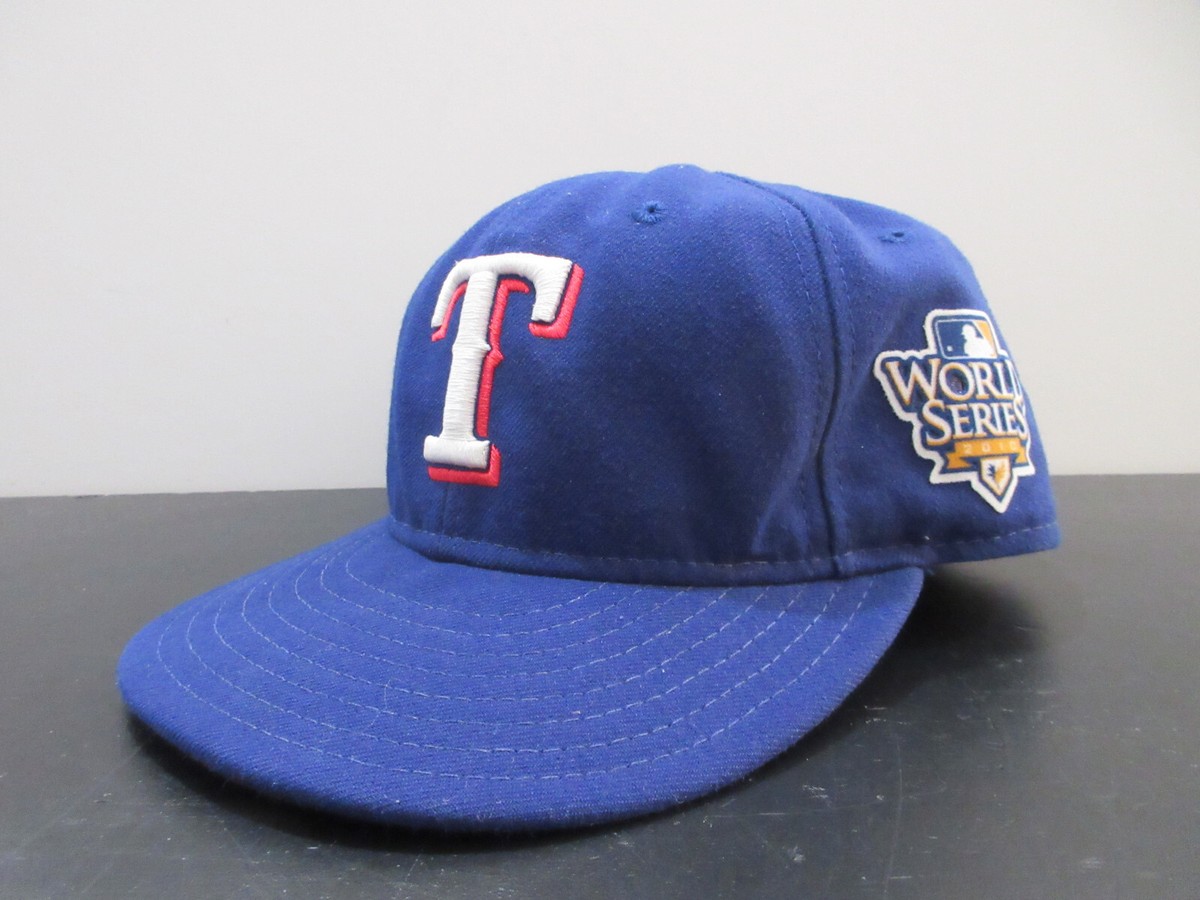 Texas Rangers Hat Cap Fitted Mens 7 1/4 Blue World Series