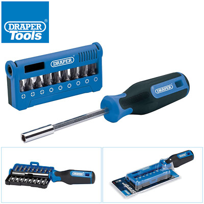 19tlg Schraubendreher Griff & Bit Set PZ PH TX Magnethalter + Koffer Draper 04497
