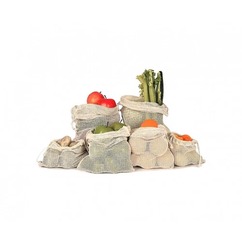 Reusable Cotton Mesh Produce Bags shopping - 100% Organic Cotton 3 Sizes