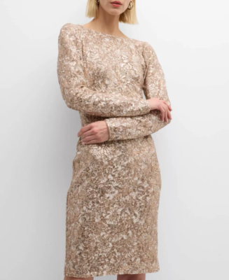 Neiman Marcus SHO Gold Sequin Floral Lace Dress Size 4 New, Wedding Long Sleev | eBay Neiman Marcus SHO Gold Sequin Floral Lace Dress Size 4 New, Wedding Long Sleev | eBay