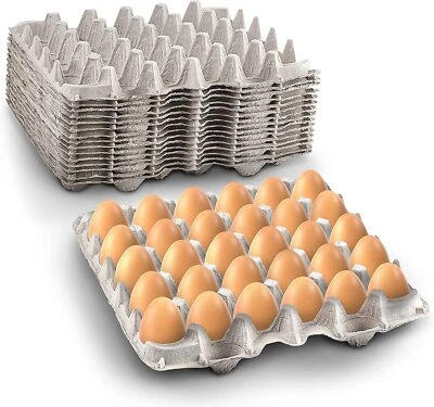 MT Products Pulp Flat Egg Cartons | Stores 30 Large to Small Eggs - Pack of 15