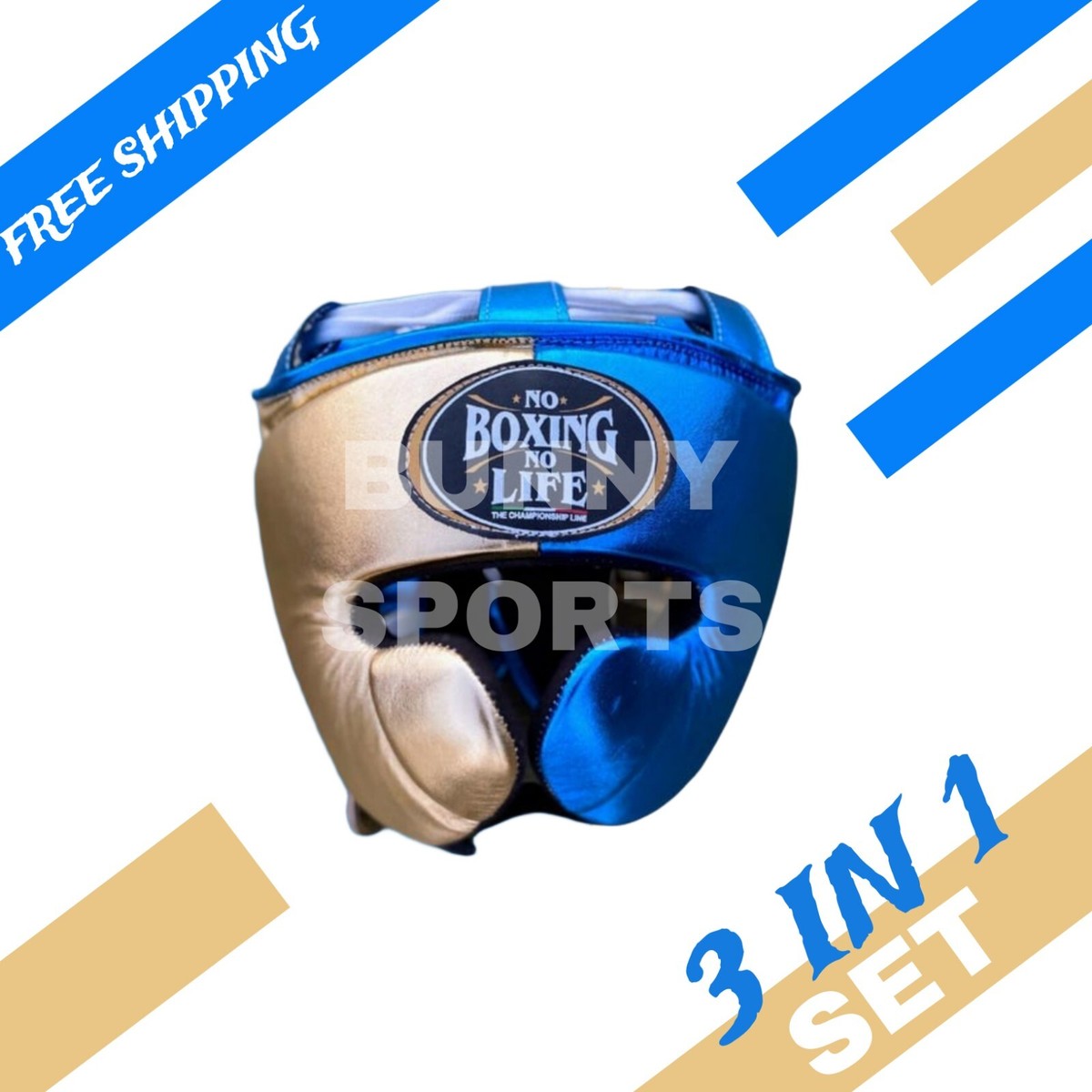 No Boxing No Life Boxing Gloves 3 In 1 Set Blue/Gold | eBay