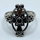 Vintage Sterling Silver Witch’s Knot Ring 925 Black Onyx Amulet Size 6
