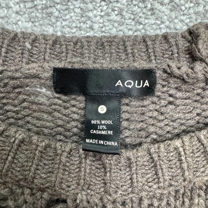 Suéter Aqua By Bloomingdale's Lana Cachemira Envejecido Mujer Pequeño Marrón Tejido Foto 4 de 4