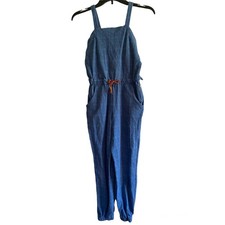 Matilda Jane 435 kids girl's size 12 Radiant Smile blue drawstring jumpsuit