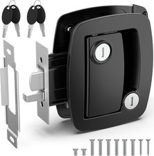 RV Door Lock Camper Entry Latch Deadbolt Aluminum Paddle 4 Keys Black