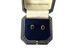 Garnet Earrings 9ct Gold Stud Garnet Vintage Earrings