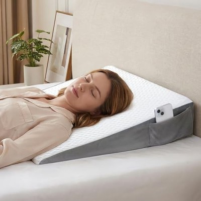 Vekkia Bed Wedge Pillow for Sleep Apnea, Acid Reflux, Snoring & Back Support