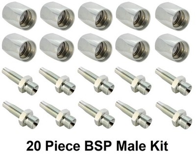 20 Stck. 1/2 Zoll 1 Draht Wiederverwendbar Hydraulikschlauch Fitting/Einsatz Stecker BSP Reparatursatz