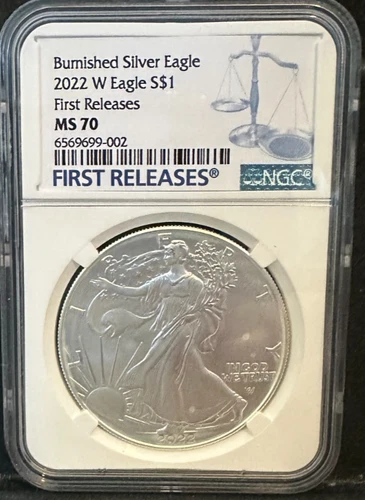 2022-W  Burnished Silver American Eagle NGC MS 70 First Releases