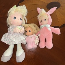 Vintage 1980-1990  s Precious Moments Soft Plush Dolls Lot Of 3