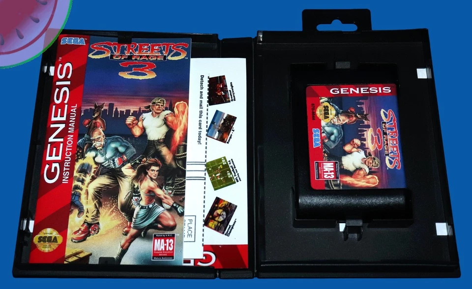 PROBADO Sega GENESIS Auténtico STREETS OF RAGE 3 Completo con NUEVO Caja y Manual Foto 3 de 4