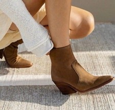 Anthropologie Dolce Vita Women  s 10 Brown Leather Volli Heeled Ankle Boots