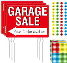 Garage Sale Sign, 3PCS Double Sided Yard Sale Signs with 6 Metal Stakes  960 Sa