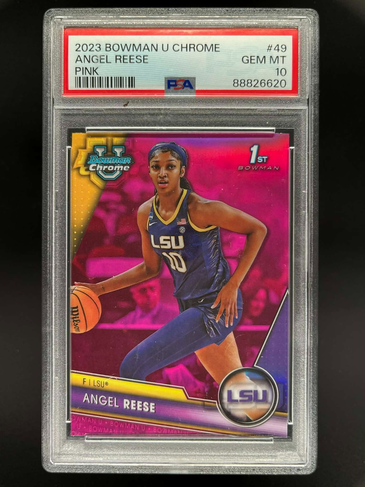 2023 BOWMAN CHROME UNIVERSITY ANGEL REESE 1ST BOWMAN PINK REFRACTOR PSA 10 GEM