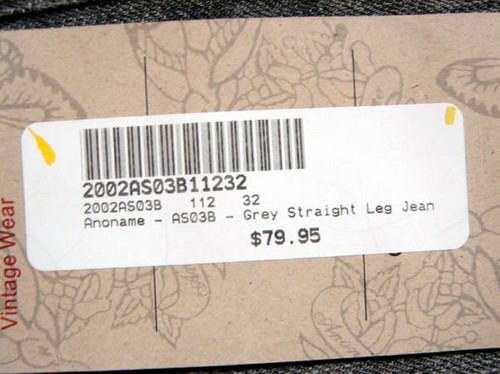 IA21307 *NWT* DESIGNER DENIM **ANONAME** GREY STRAIGHT LEG WOMENS JEANS - sz32 - Picture 6 of 6
