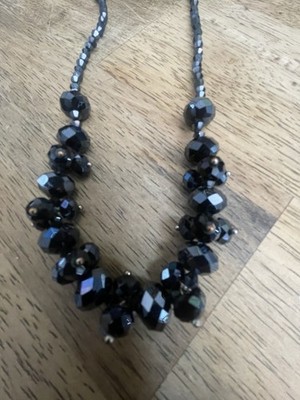 Free ship Vintage Gothic Deco Faceted Hematite Cluster fairy Necklace  Magnetic