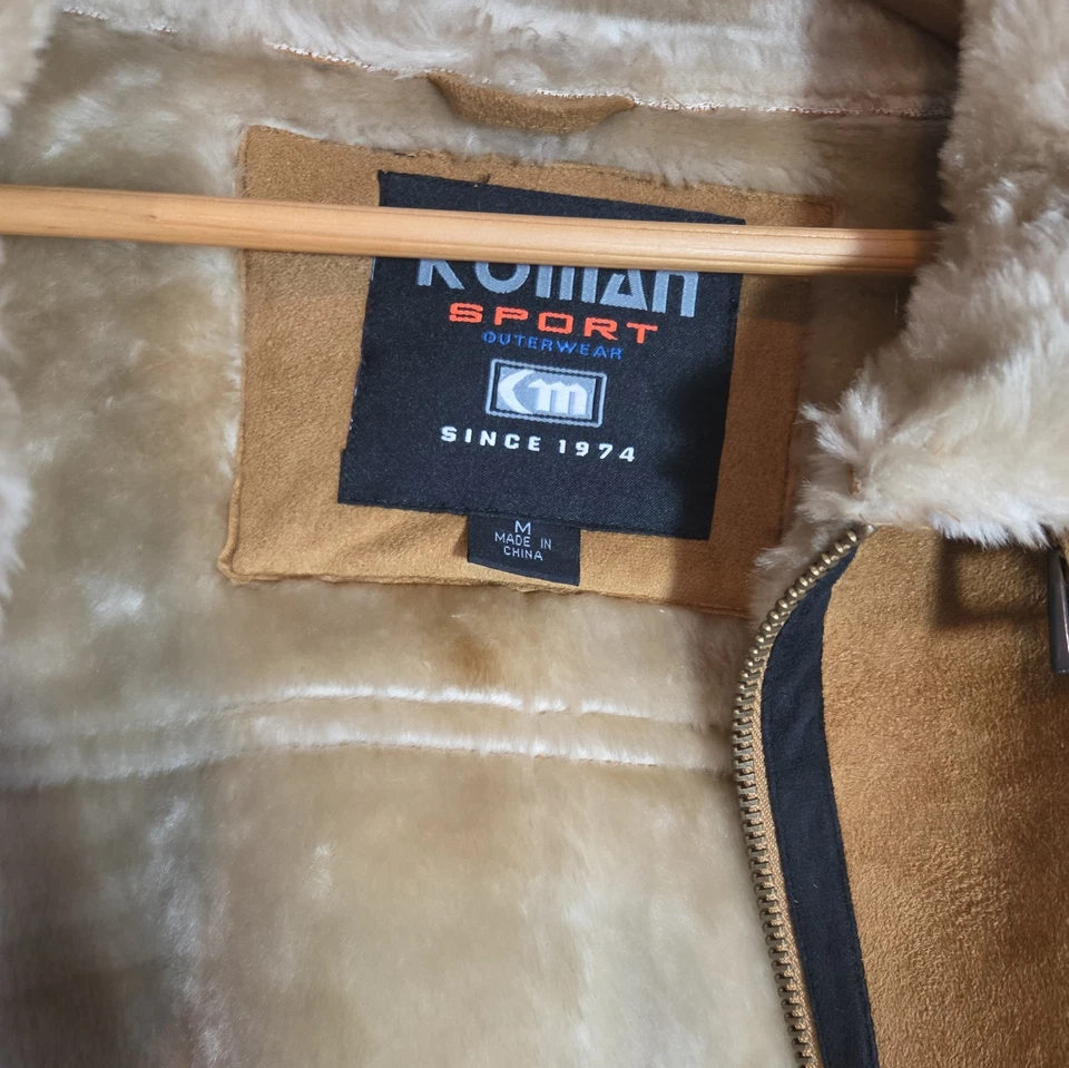 Chaqueta Parka Para Hombre De Colección Koman Sport Imitación Gamuza/Piel Marrón Súper Cálida Esquimal Para Hombre Med Foto 3 de 4