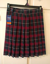 French Toast Girls Uniform Plaid Pleated Skirt Navy/Red Size 14 Adjustable