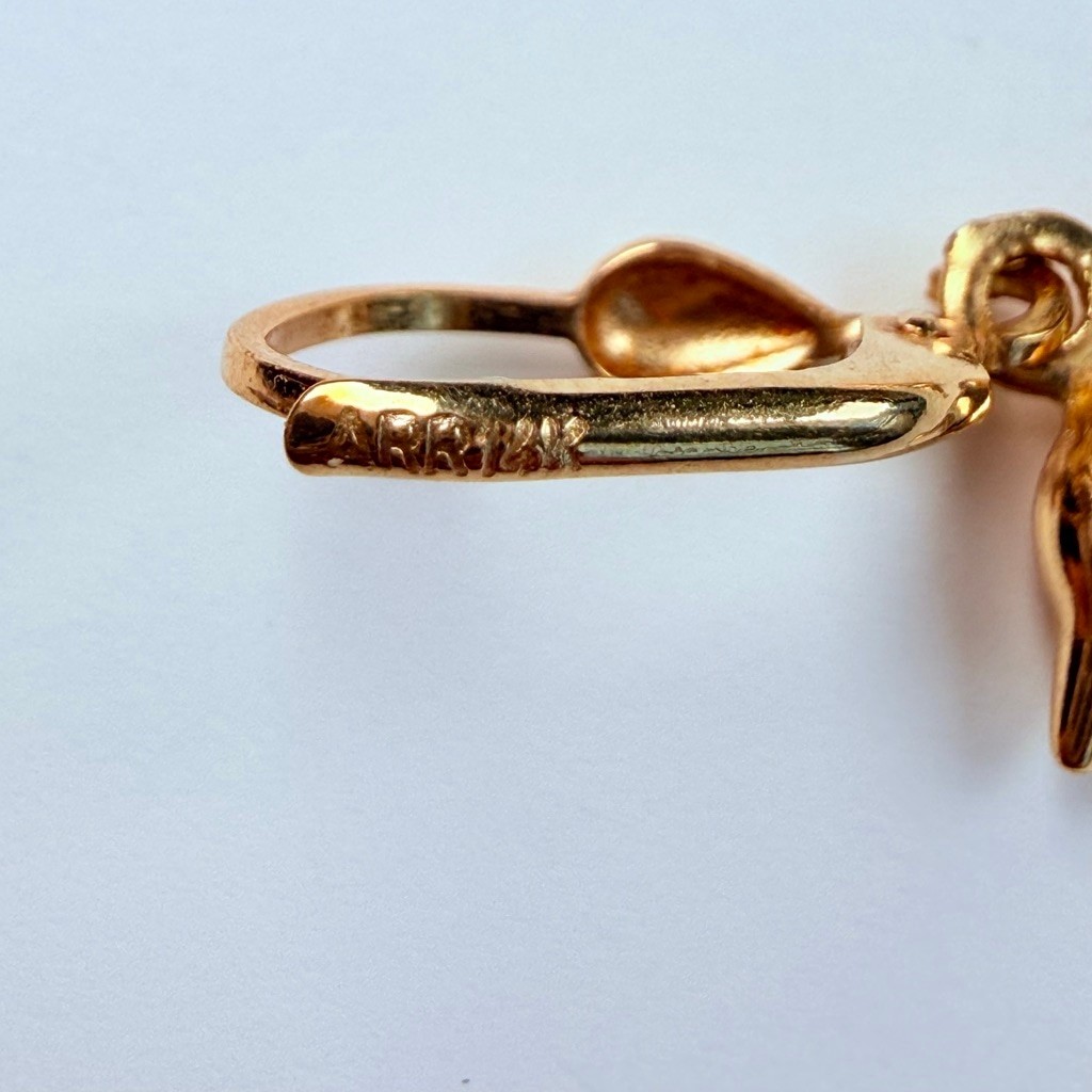 14K Solid Yellow Gold Jumping Dolphin Leverback 1… - image 4