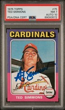1975 CARDINALS Ted Simmons signed card Topps #75 PSA 7 AUTO 10 High Grade