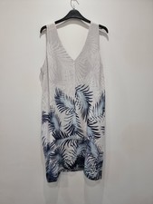 Mint Velvet grey/blue palm leaf print knee lenght dress size 14