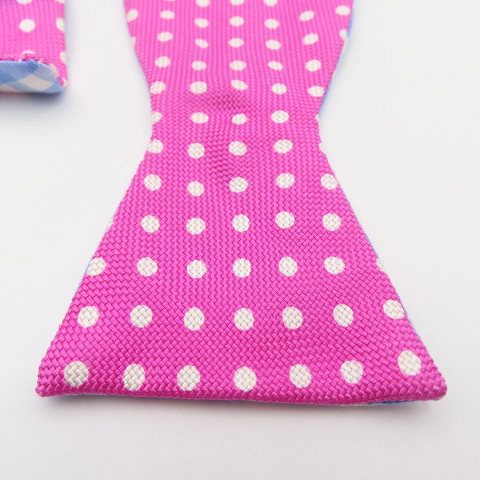 Pajarita Brooks Brothers rosa azul lunares 2" de ancho autocorbata algodón dos tonos Foto 4 de 4