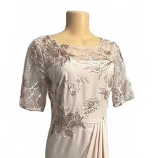 Adrianna Papell Dusty Rose Elegant Maxi Dress with Embroidered Floral Details