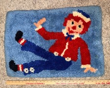 Raggedy Andy Latch Hook Rug Wall Hanging Vintage Decor Collection Doll