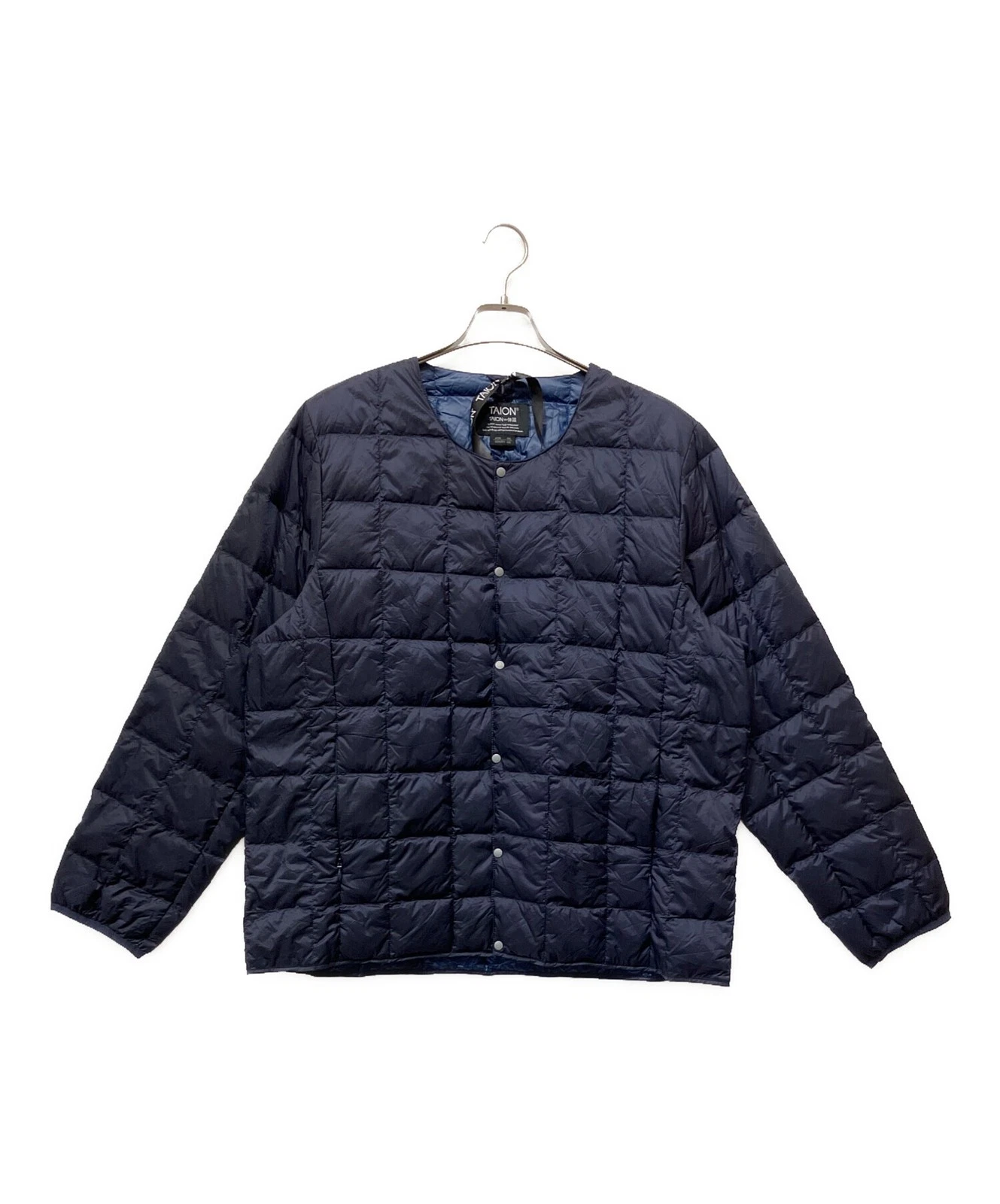 TAION Basic Crew Neck Button Inner Down Jacket Men's Size 3XL Navy Excellent - product detail image 1