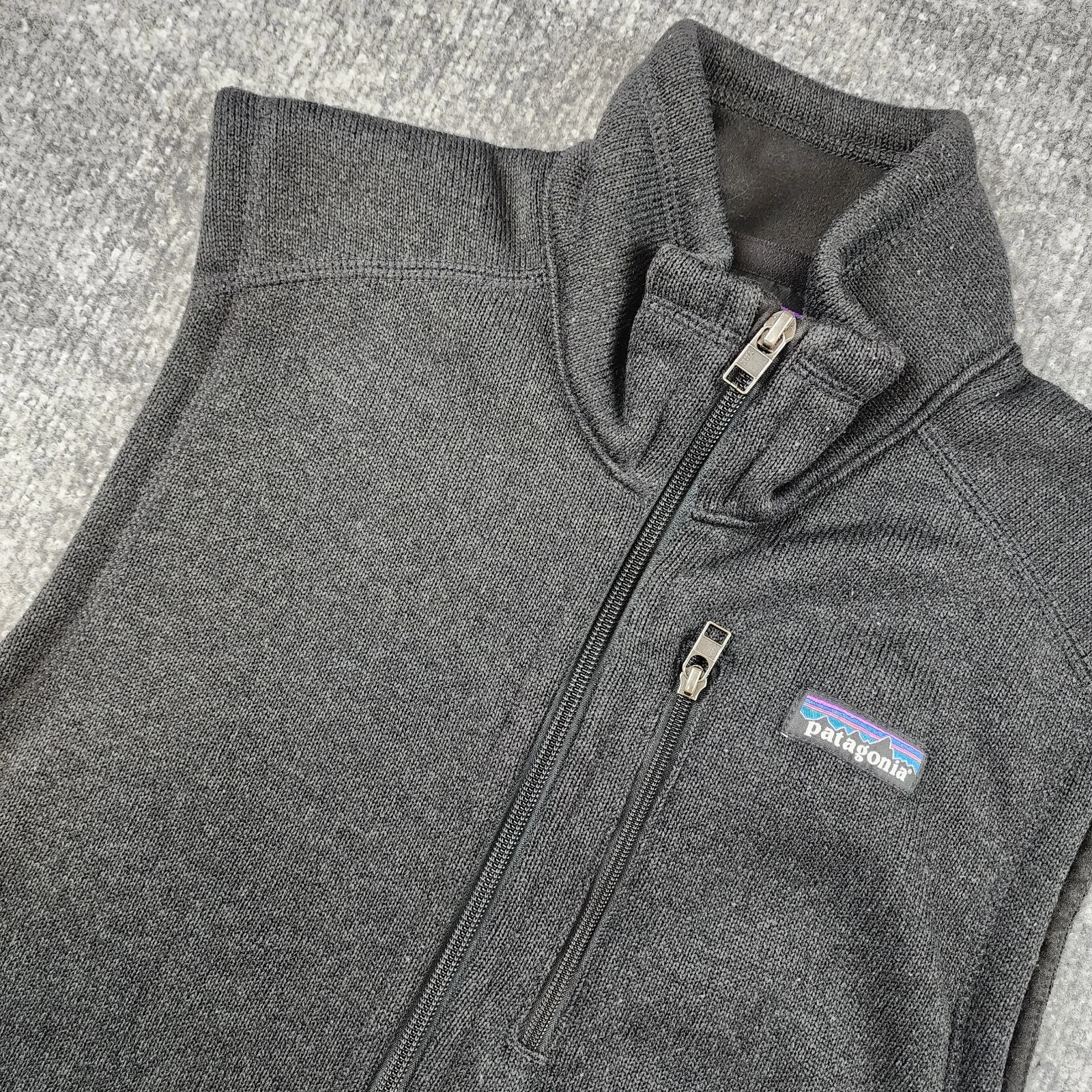 Patagonia Fleece Vest Mens Small Black Full Zip Made In USA Outdoor Hiking