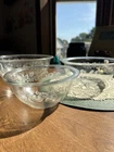 Pyrex Vintage Colonial Mist White Lace Nesting Mixing Bowl Set 322, 323, 325