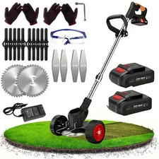 Cordless Lawn Trimmer Weed Wacker Lawn Mower Grass Edger with 2 Li-Ion Batteries
