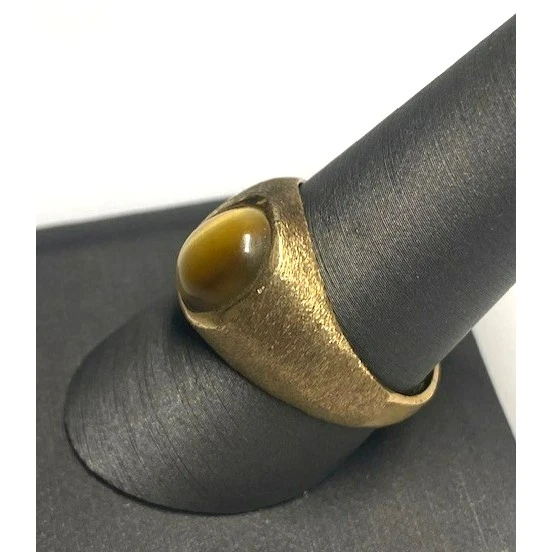 ANILLO HOMBRE ORO AMARILLO Y OJO DE TIGRE TALLA 9.5 CIELO Foto 3 de 4