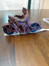 Vintage 1930s Rare Cast Iron 6. 1/2 " Hubley Patrol Motorcycle,