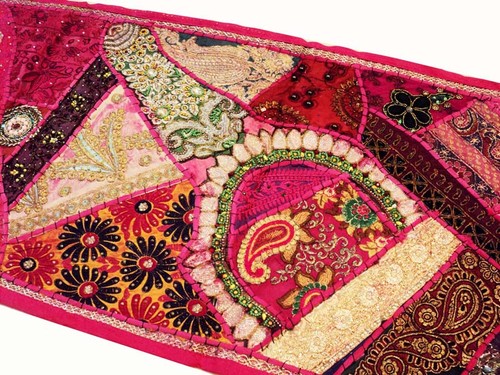 33% Off Ind Patchwork Handmade Table Runner Embroidered Vintage Wall Hanging 60"