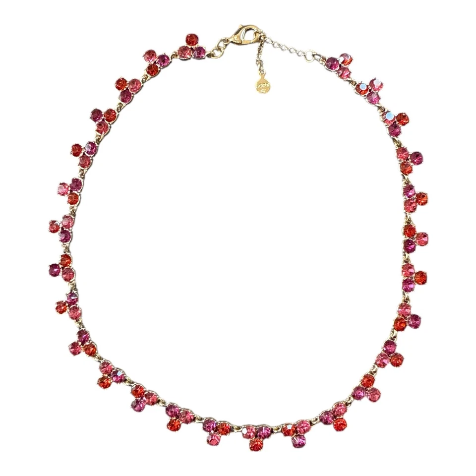 Collar Gargantilla LOFT Tono Dorado Cristal Rosa y Rojo Estrás L153 Foto 2 de 4
