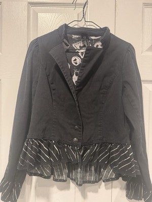 Disney Women s Nightmare Before Christmas Black Gothic Lace-Up Ruffle Jacket L