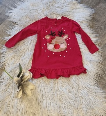 Mädchen Kleid Langarm Weihnachten Gr. 68